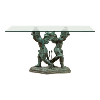 Contemporary Greco-Roman Style Bronze Double Cherub Dining Table Base For Sale