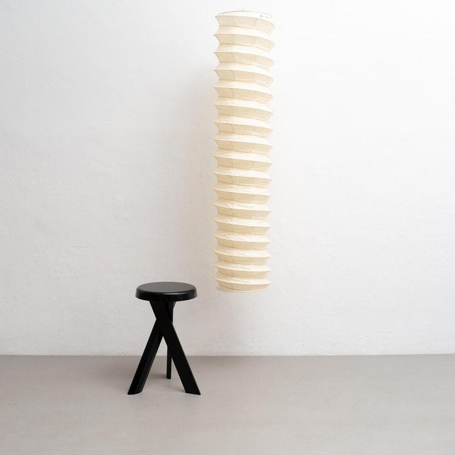 Wood Akari Ceiling Lamp 31n attributed to Isamu Noguchi, 1990s For Sale - Image 7 of 13