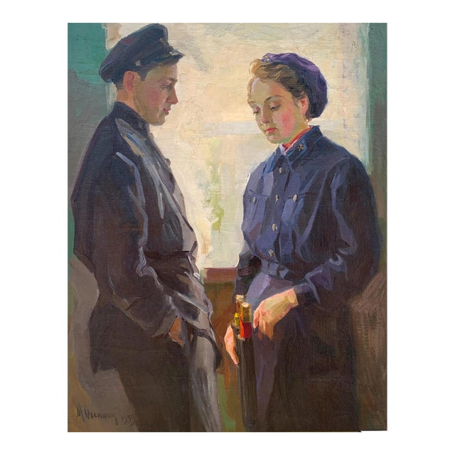 Oil Painting, Socialist Realism Art, 1959 For Sale