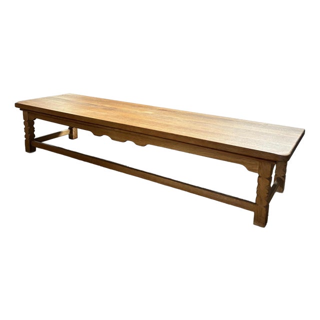 Low Oak Bench in the style of Kjærnulf, 1970s For Sale