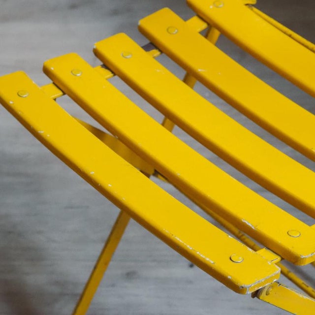French Iron and Glass Garden Table with Folding Chairs, 1960, Set of 3 For Sale - Image 9 of 18