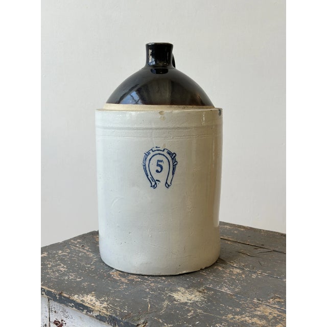 Cream Antique 5 Gallon Stoneware Jug, Circa Early 20th Century For Sale - Image 8 of 18