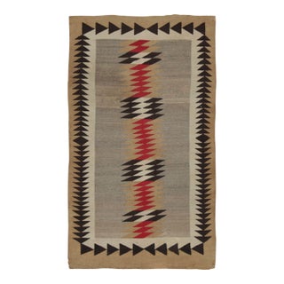 Antique Navajo Blanket Rug in Brown With Geometric Chevron Pattern - Rug & Kilim For Sale
