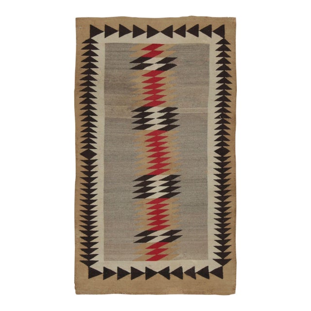 Antique Navajo Blanket Rug in Brown With Geometric Chevron Pattern - Rug & Kilim For Sale