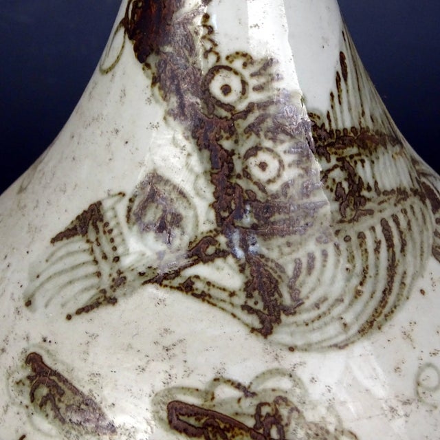 Chinese Vintage Ceramic Vase,Blue and White Porcelain Bell-Shaped Vase Hand Painted Dragon Pattern For Sale In Seattle - Image 6 of 9