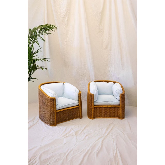 Woven Wicker Armchairs attributed to Vivai Del Sud, 1970s, Set of 2 For Sale - Image 10 of 10