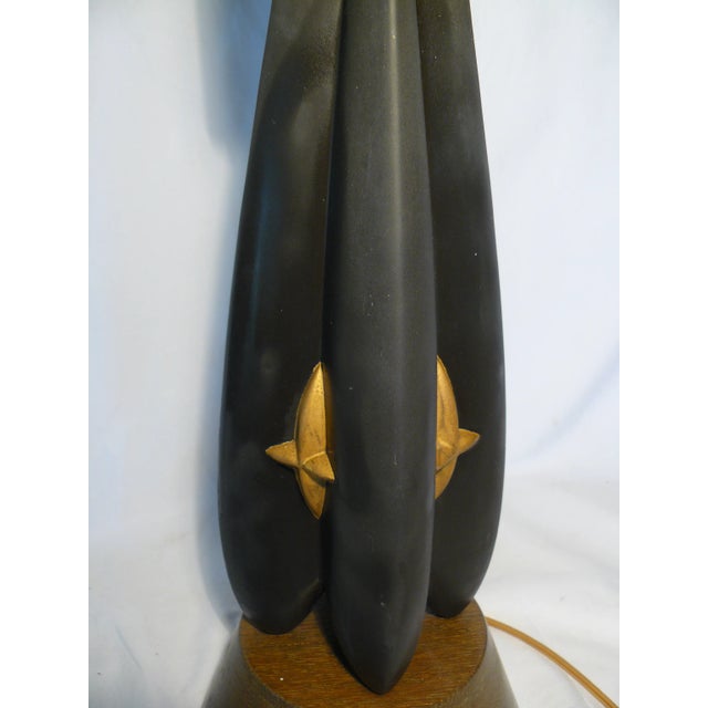 Mid 20th Century Mid Century Ceramic and Cerused Oak Lamp With Original Shade For Sale - Image 5 of 13