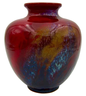Signed Red Sung Ware Art Deco Flambe Vase From Royal Doulton