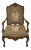 Ornate French Louis XV–Style Carved Wood Armchair With Floral Tapestry Upholstery For Sale