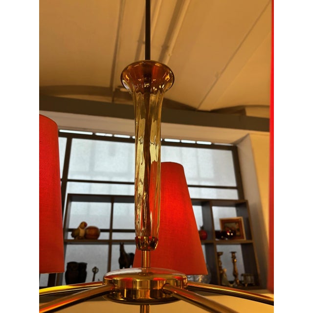 Mid-Century Modern Chandelier in Brass, 1960s For Sale - Image 6 of 12