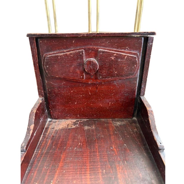 Wooden Doll Bed, Late 19th Century Handmade Antique Cabinet Primitive For Sale - Image 9 of 11
