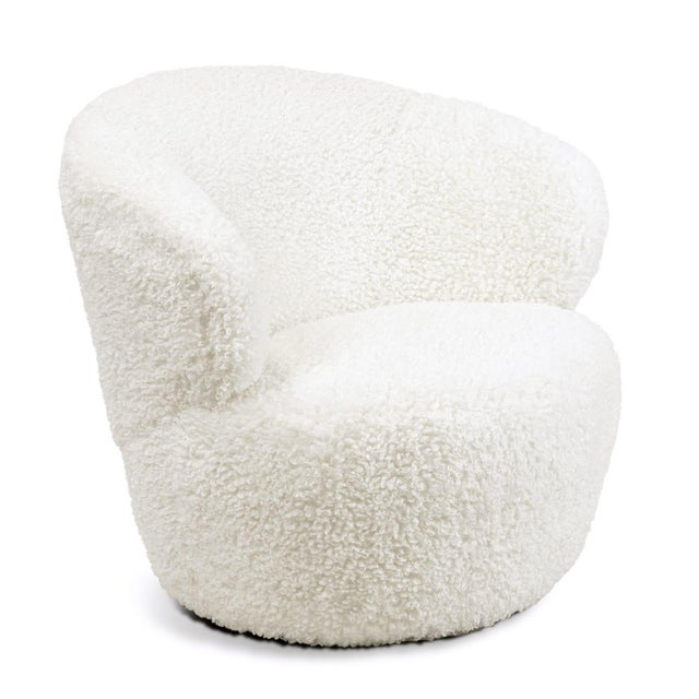 Textile Regina Andrew Myra Boucle Faux Wool Swivel Chair, White For Sale - Image 7 of 7