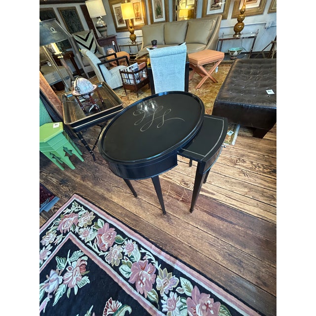 Barbara Barry for Baker Black Laquer Oval End Tables- A Pair For Sale In Philadelphia - Image 6 of 11