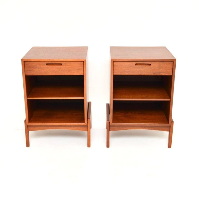 A superb pair of Danish vintage teak bedside cabinets by IB Kofod Larsen. They were made in Denmark by Brande Mobelfabrik,...