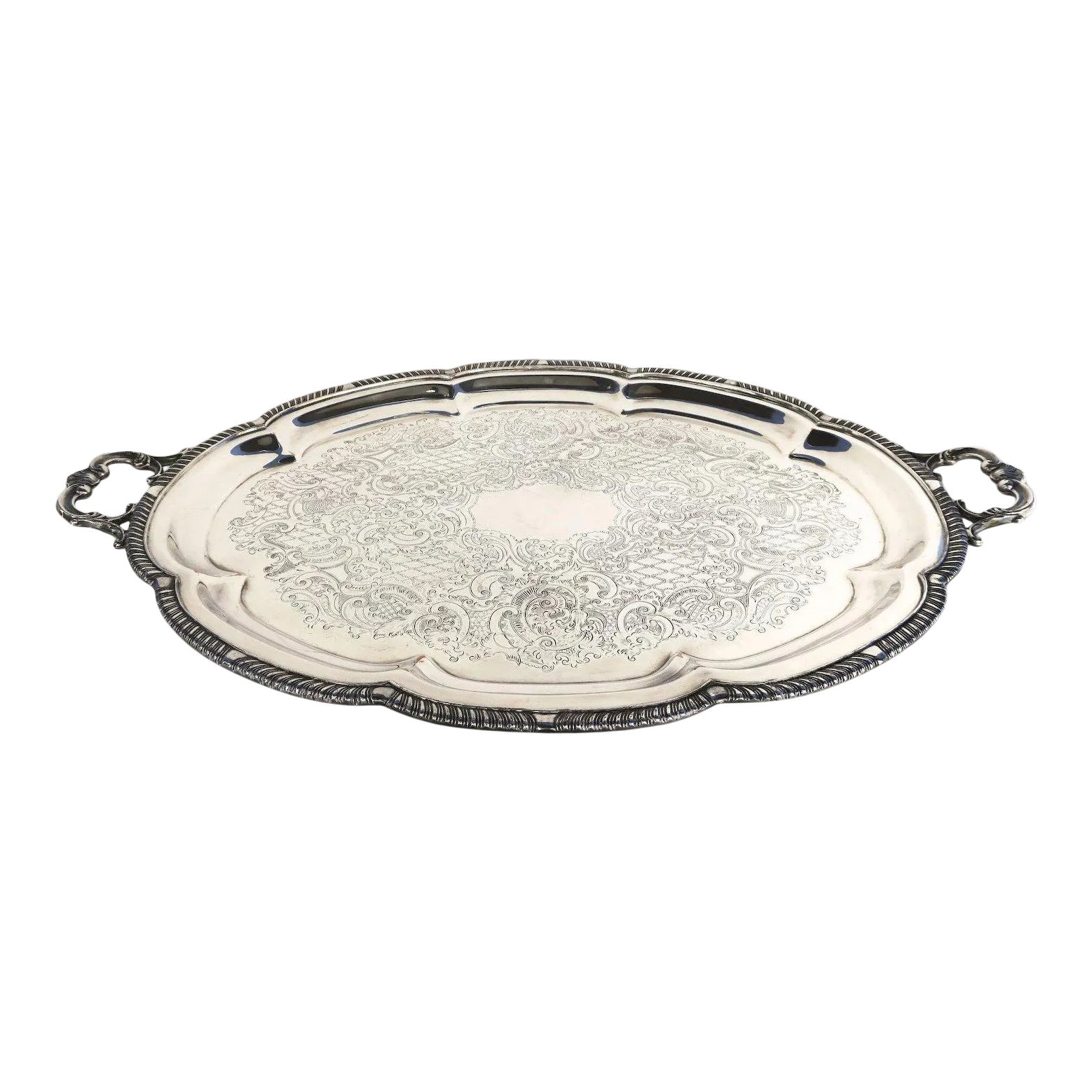 Late 19th Century F.B. Rogers Oval Silver on Copper Waiter's Tray