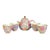 Late 20th Century Chinese Famille Rose Millefleur Porcelain Teapot & Tea Cup Set - Set of 5 For Sale