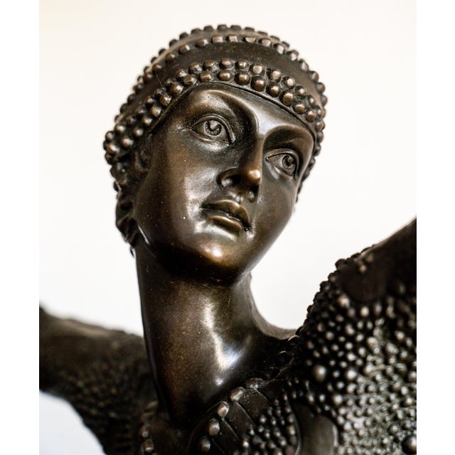 Mid 20th Century Monumental Art Deco Bronze Dancer After d.h. Chiparus, 27.5” Sculpture on Marble Base For Sale - Image 4 of 7