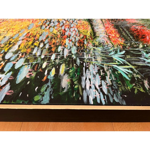 Textile "Autumn in Giverny" Framed Contemporary Expressionist Style Landscape Acrylic Painting For Sale - Image 7 of 12