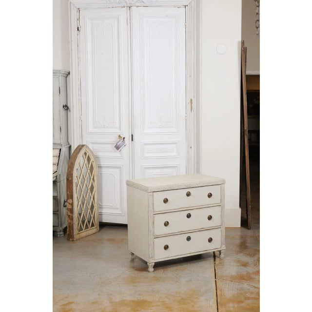 Off-white 1865 Swedish Neoclassical Style Painted 3-Drawer Chest For Sale - Image 8 of 13
