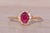 The Bandon: Natural Ruby and Diamond Halo Ring in Yellow Gold For Sale - Image 9 of 11