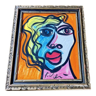 Contemporary Peter Robert Keil Framed Acrylic on Canvas Picasso Tribute Portrait, 22" X 27" For Sale