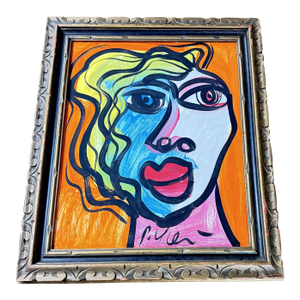 Contemporary Peter Robert Keil Framed Acrylic on Canvas Picasso Tribute Portrait, 22" X 27"