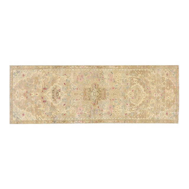 Vintage Turkish Hand Knotted Wool Rug, 3'x9' For Sale
