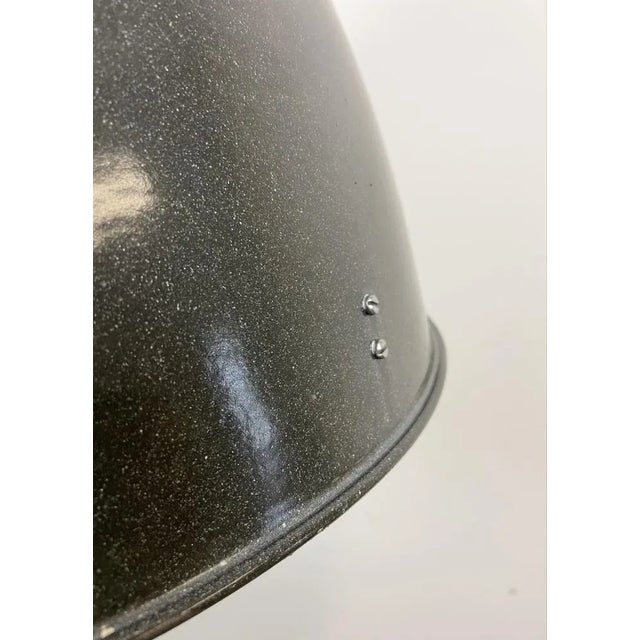 Gray Large Industrial Enamel Factory Pendant Lamp from Elektrosvit, 1960s For Sale - Image 8 of 15