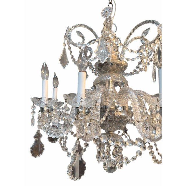 1950’s Venetian Crystal 8 Lite Chandelier For Sale - Image 4 of 5