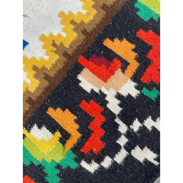 Blue Mid-Century Navajo Tapestry Kilim For Sale - Image 8 of 11