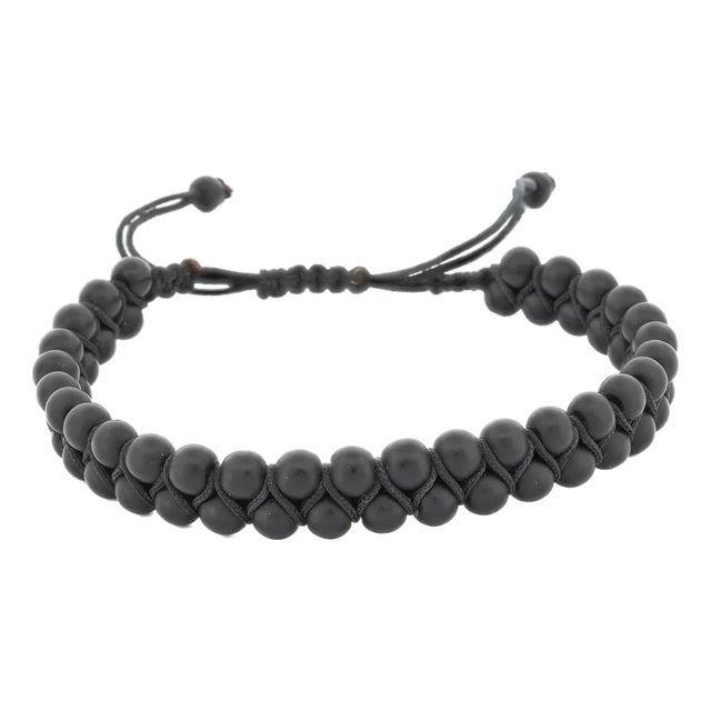 Black Onyx Stone Beaded Striking Bracelet For Sale