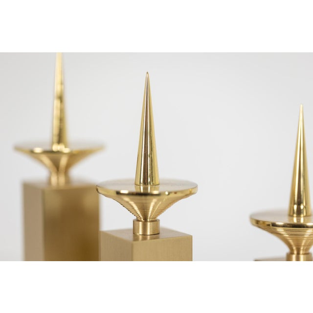 Contemporary Gilded Brass Candlesticks, Set of 3 For Sale - Image 3 of 7