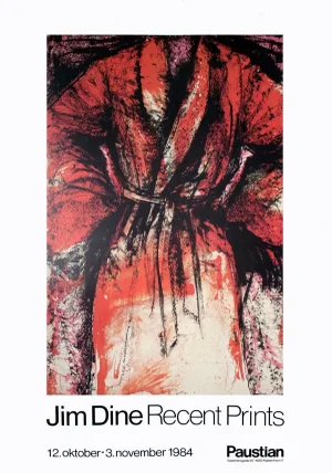 1984 Jim Dine 'Recent Prints' Pop Art Red, White Denmark Offset Lithograph