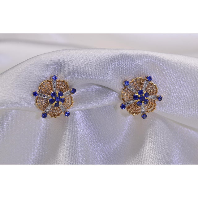 The 81st Street: Antique Sapphire and Diamond Clip Earrings, 2 Pieces For Sale - Image 4 of 6