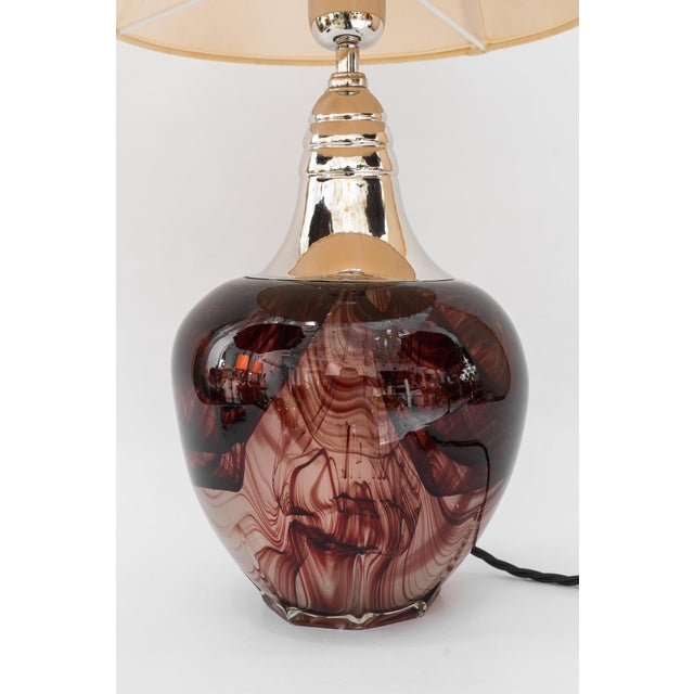 Murano Table Lamp with Fabric Shade, Italy, 1920s For Sale - Image 10 of 18