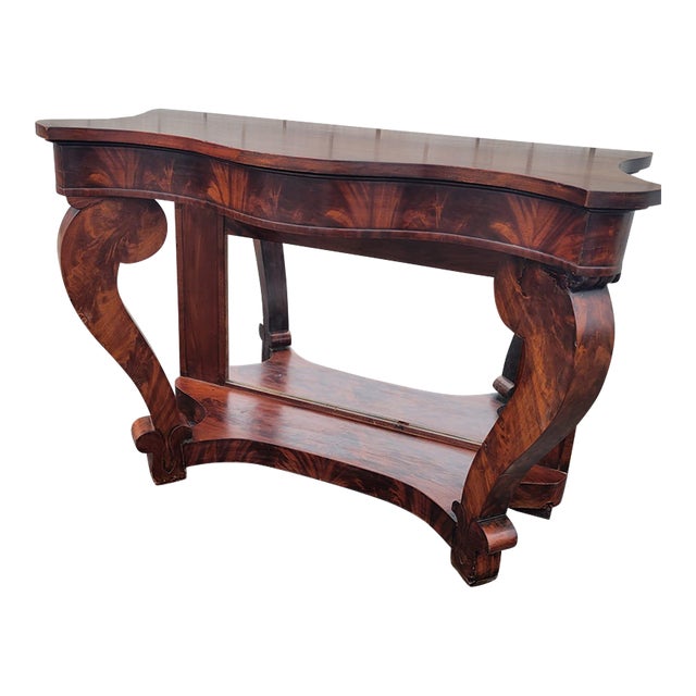 American Empire Figured Mahogany Pier Table 1840's For Sale