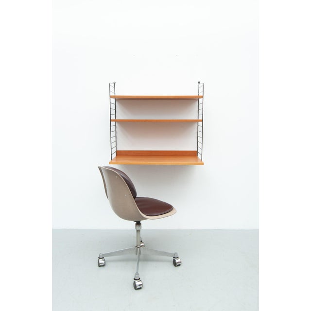 String shelving system with 3 shelves, 1 writing board & 2 ladders in teak Design: Kajsa & Nils "Nisse" Strinning Width 80...