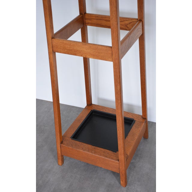 Mid-Century Oak Coat Stand with Umbrella Holders and Drip Tray, 1950 For Sale - Image 14 of 18