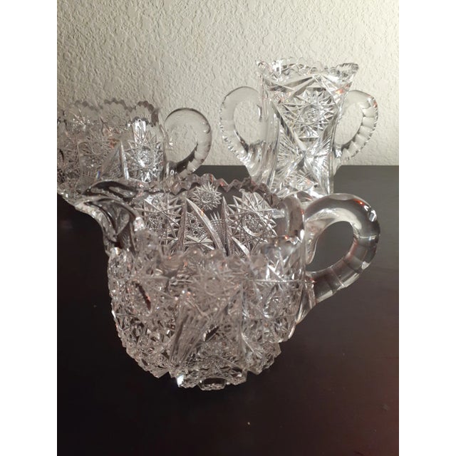 These are STUNNING 1920s American Brilliant Cut Glass 3Pcs Tea Set. Includes 2 Sugar: one 3" bowl & one 5" holder PLUS 1...
