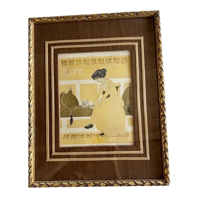 Vintage 1910 Life Magazine Cover Exquisitely Matted and Framed. For Sale