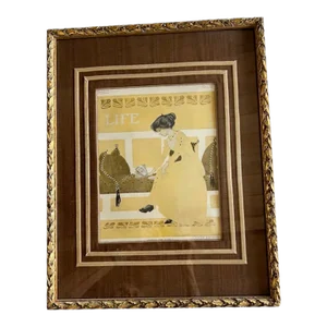 Vintage 1910 Life Magazine Cover Exquisitely Matted and Framed.