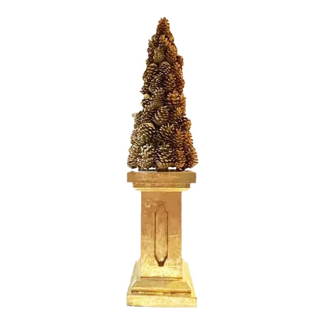 1980s Gumps Golden Pine Cone Tree & Stand For Sale