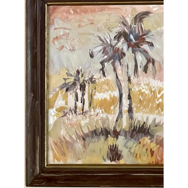Gold Mixed Media Tropical Painting on Glass by Gerhard For Sale - Image 8 of 12
