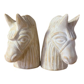 Pottery Horse Head Bookends For Sale