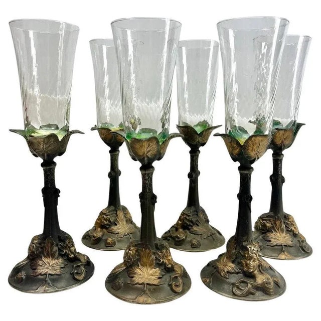 Art Nouveau Model 4910 No 5 Champagne Glasses by Kaizerzinn, Germany, 1930s, Set of 6 For Sale - Image 12 of 12