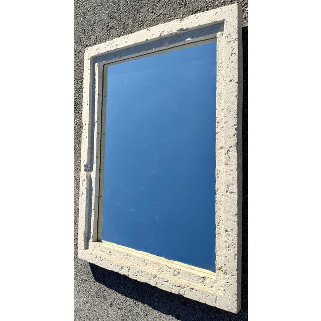Mid-Century Modern Large Composite Stone Coral Rock Modernist Wall Mirror From 70's For Sale - Image 3 of 8