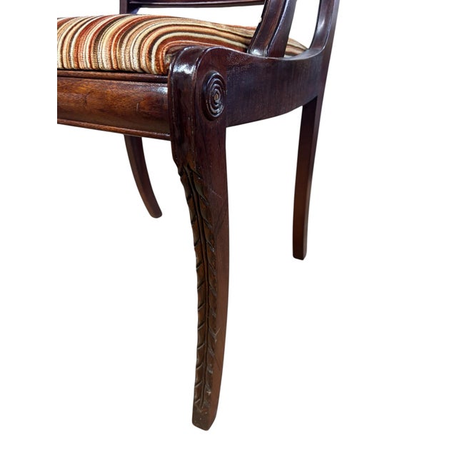 Empire Style Mahogany Lyre Back Armchair With Scroll Arms For Sale In Greensboro - Image 6 of 9