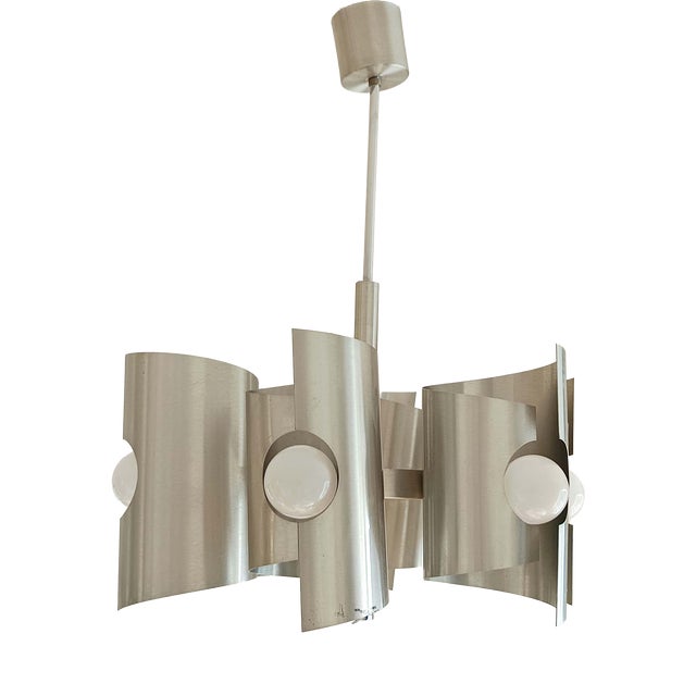 Vintage Space Age Hanging Light in Aluminium by Polam Bielsko, 1970 For Sale
