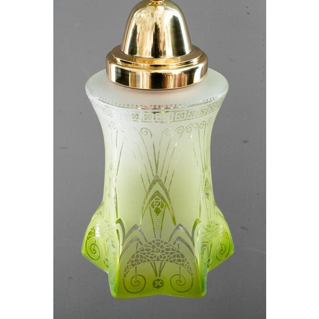 1900 - 1909 Art Nouveau Pendant with Green Glass Shade, Vienna, 1908 For Sale - Image 5 of 17