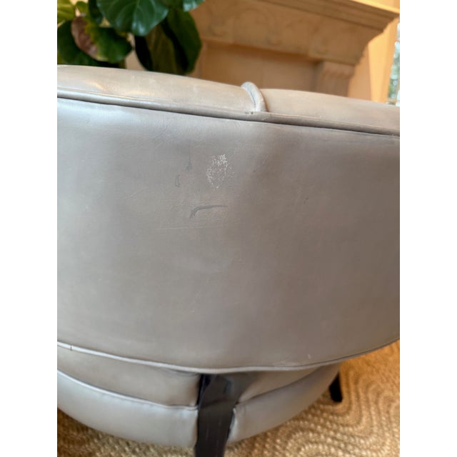 Arteriors Laurent Mid Century Morel Grey Leather Black Wood Occasional Chairs For Sale - Image 10 of 11